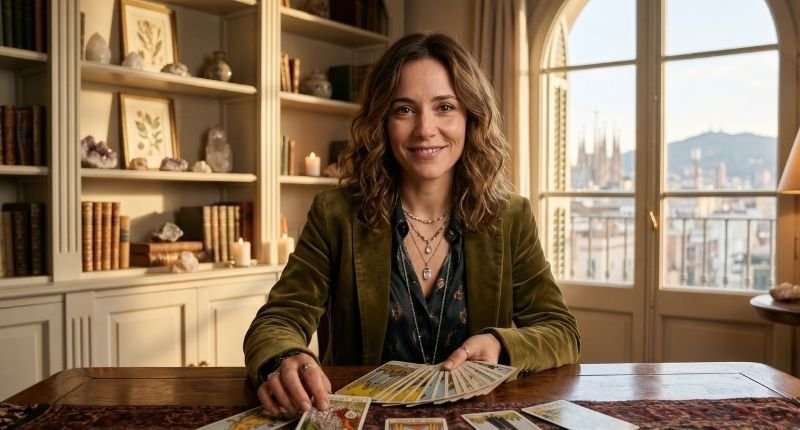 Elena Roca, vidente en Barcelona ofreciendo consultas de tarot con fechas exactas y sin gabinete.